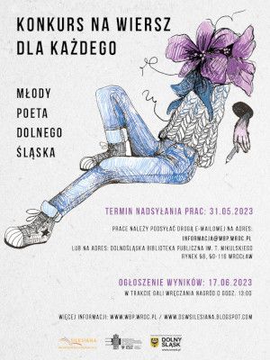 Plakat konkursu na wiersz dla Każdego "Młody Poeta Dolnego Śląska"