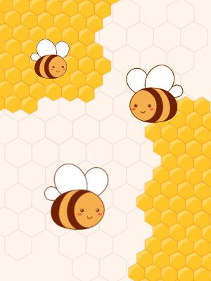 Fragment plakatu zajęć z pszczołami i plastrami miodu